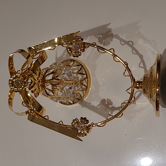 24k gold plated crystal temptation Christmas Ornament bell 5.5" - Picture 7 of 10